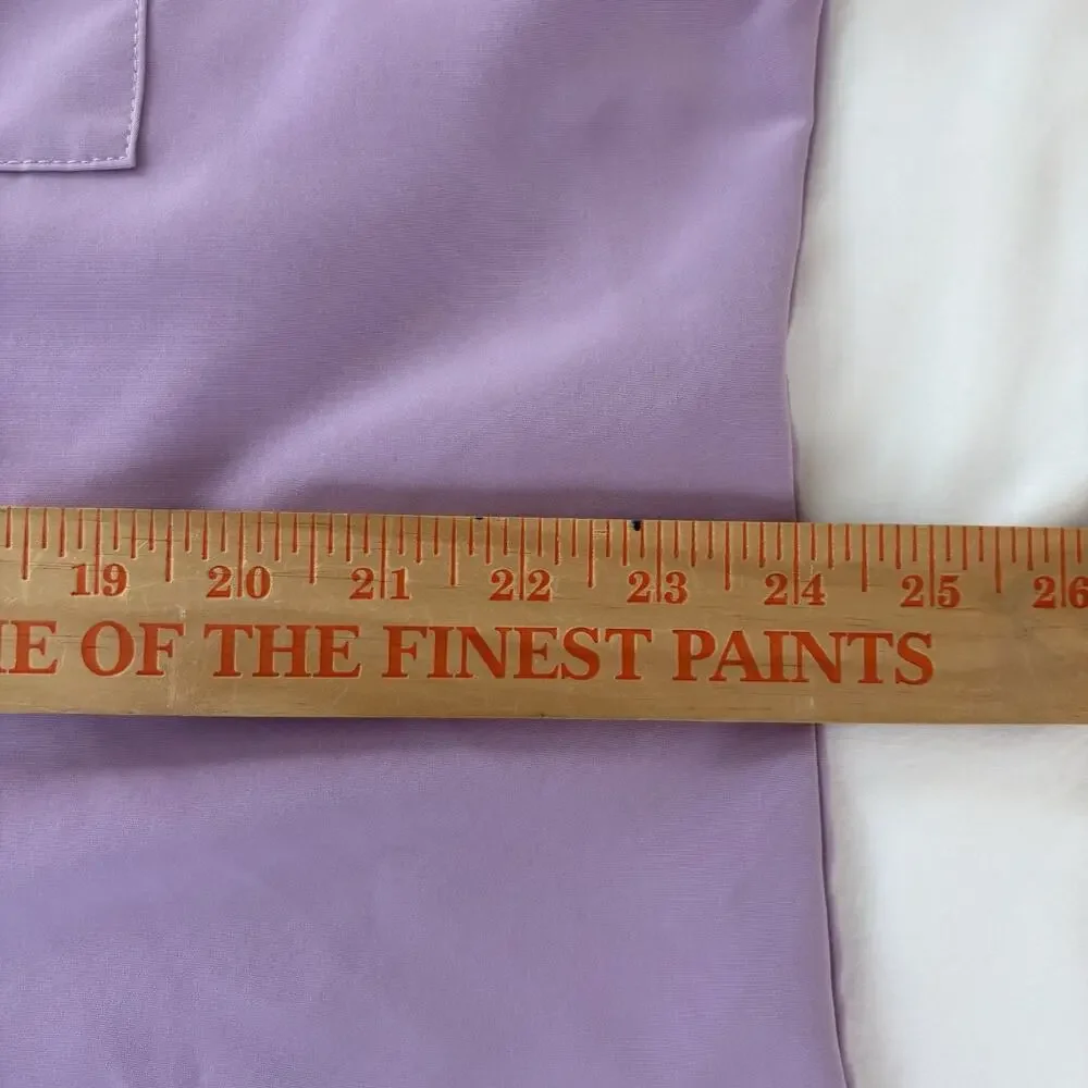 Vintage Susan Graver Style Lavender Short Sleeve Button Down Shirt Size XL